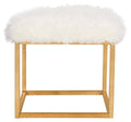 White Faux Sheepkin Square Ottoman J3308