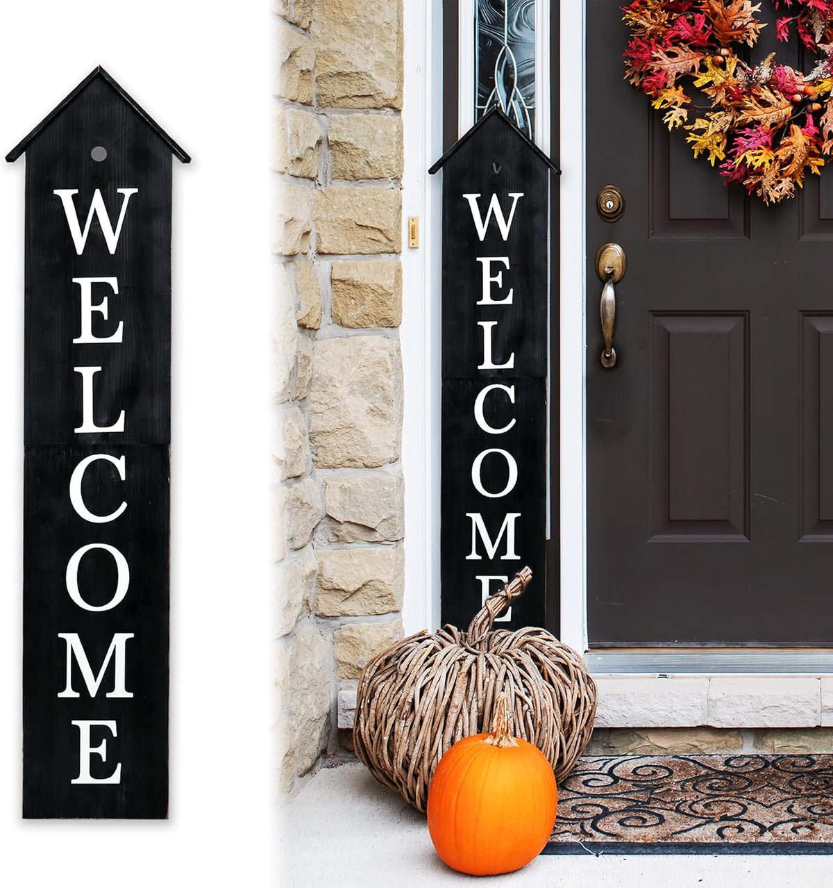 4ft Vertical Wooden Welcome Sign (White) F670094