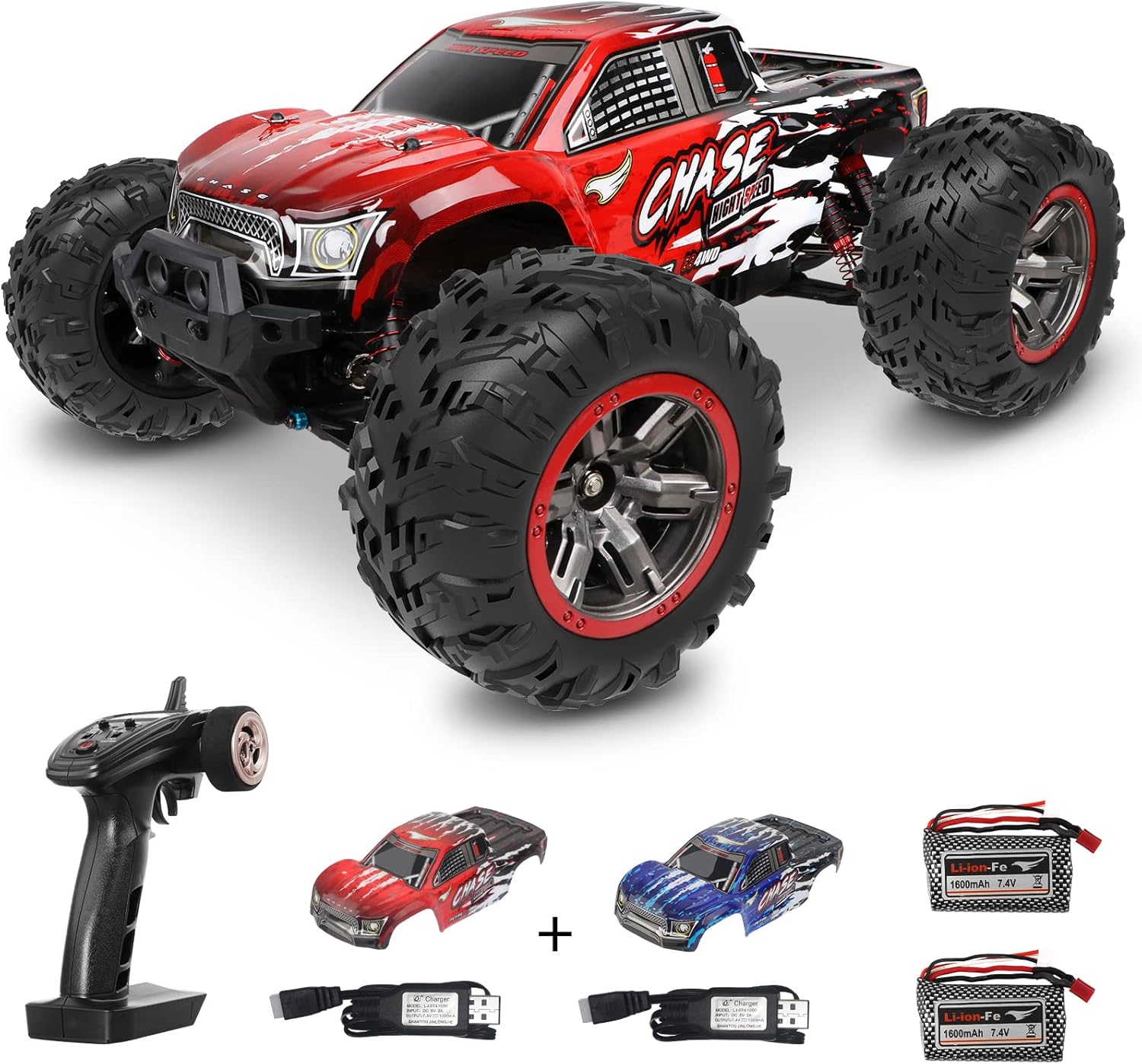 Brushless 4WD RC Car 55+KM/H 1:16 2.4GHz Off Road Monster Truck with Extra Shell 2 Battery P903451