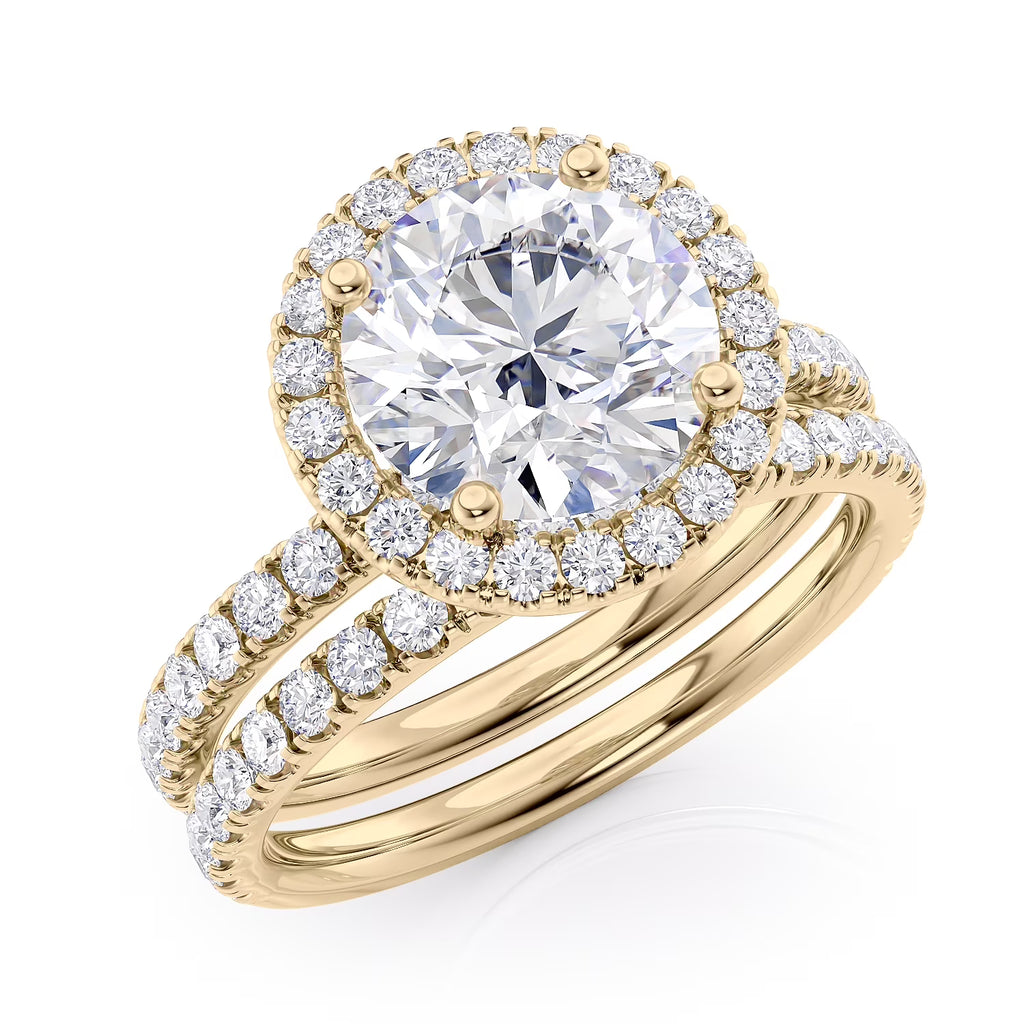 14k Yellow Gold Diamond and Moissanite Halo Engagement Ring Size 7.5 R4570