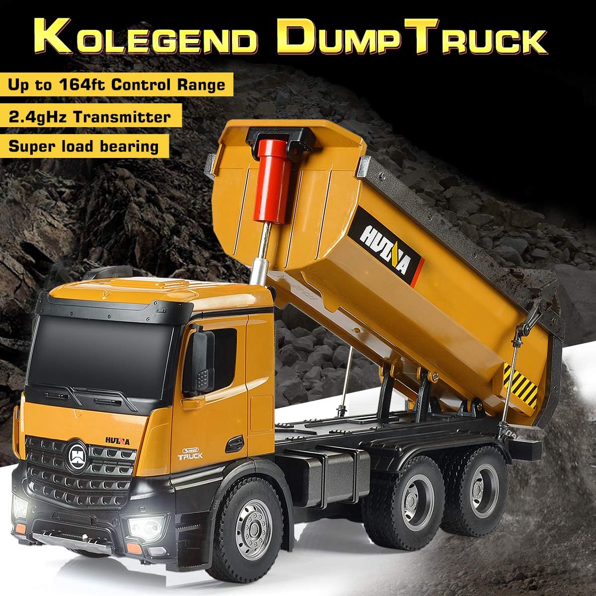 1/14 Scale Metal RC Dump Truck Toy with LED Lights O5568