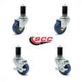 3.5 inch Blue Polyurethane Swivel Caster Set 2 Brake K254634
