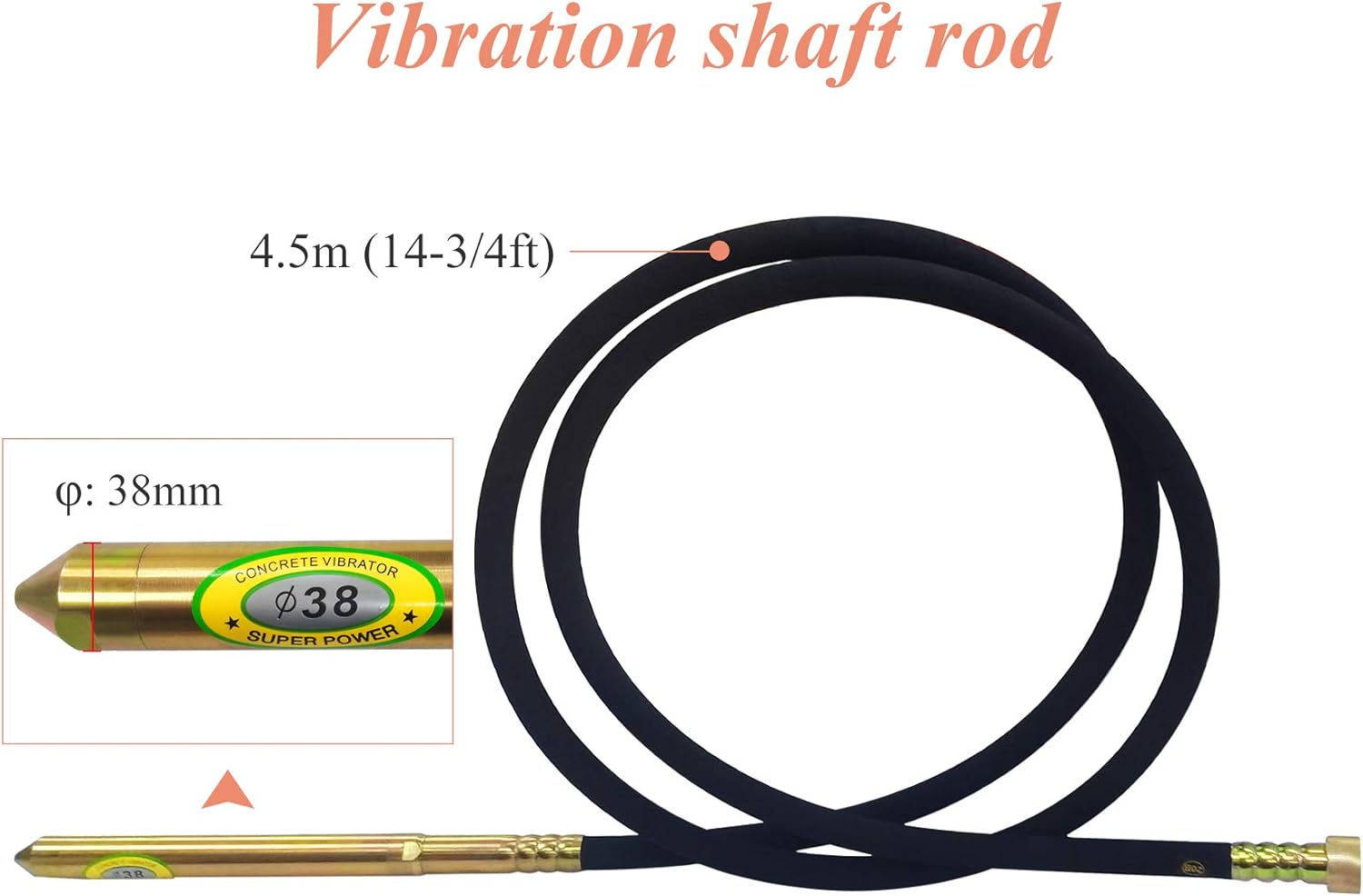 Concrete Vibrator 2HP 110V 16,000VPM Handheld with Shaft Rod 4.5m R443
