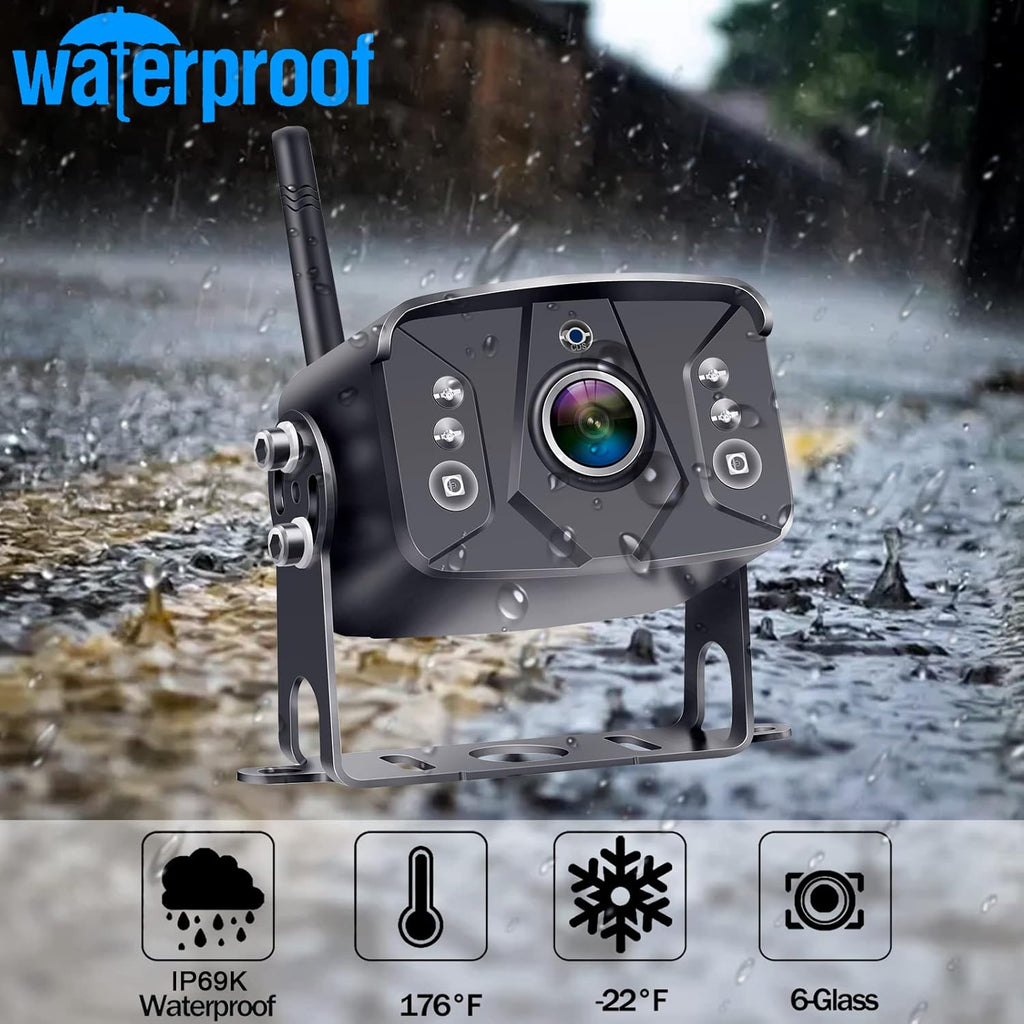 Wireless Backup Camera RV HD 1080P 7 Inch Monitor Four Channels DVR Recorder Bluetooth Rear View System Night Vision A362517