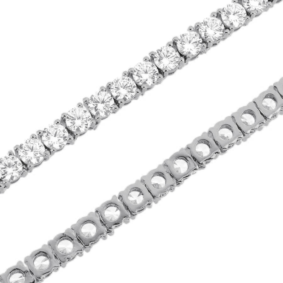 14K White Gold Finish Tennis Chain Necklace 24" U768