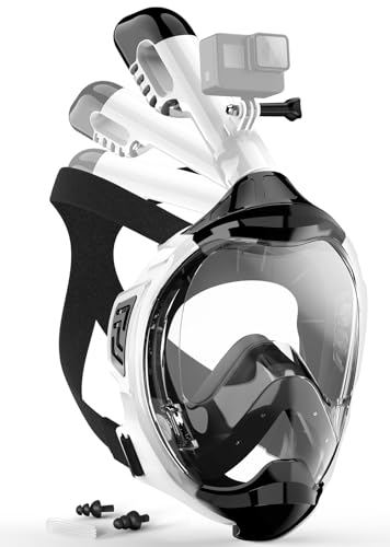 Full Face Snorkel Mask with Dry Top Breathing System and Detachable Camera Mount S25475