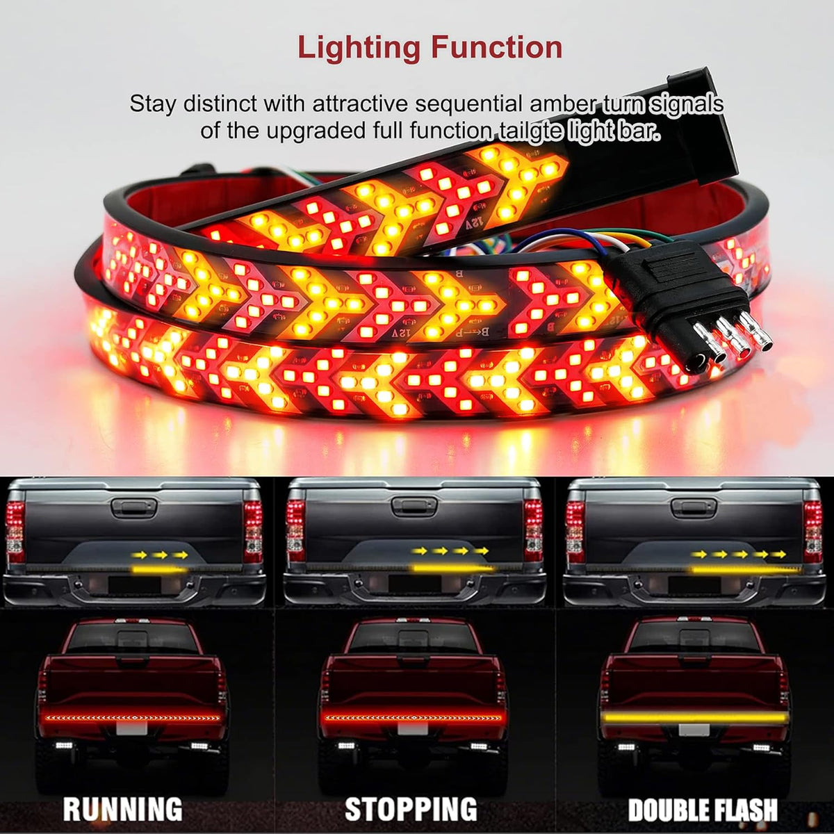 60 Inch 528 LED Tailgate Light Bar with 4-Pin Flat Connector N8277