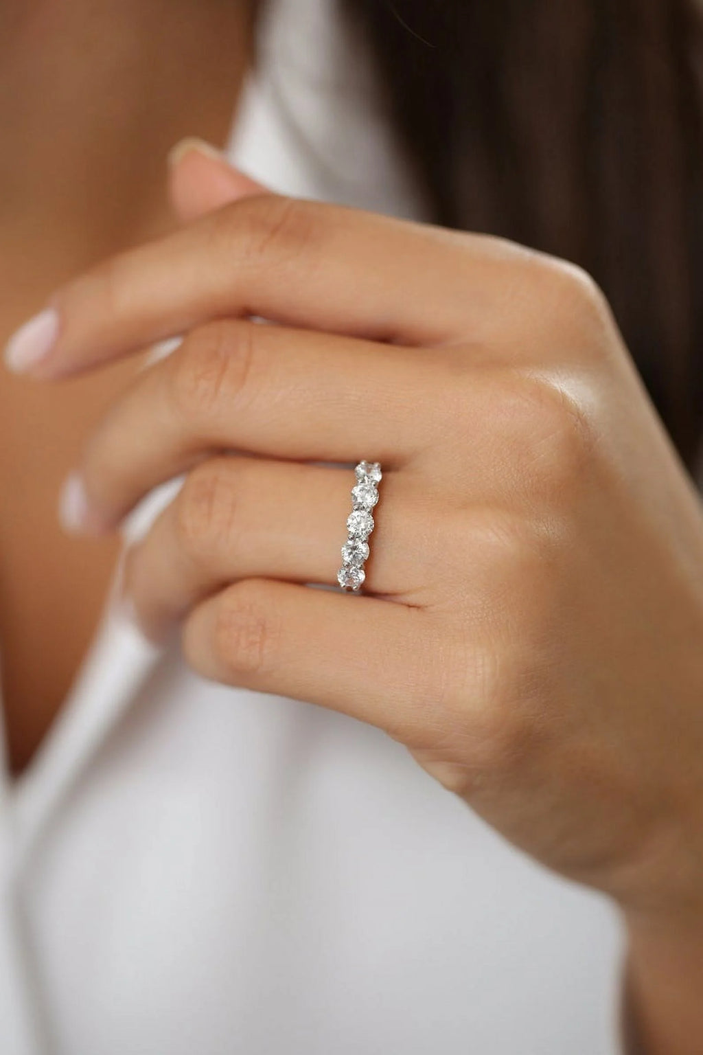 Solid 950 Platinum Moissanite Engagement Band M45847