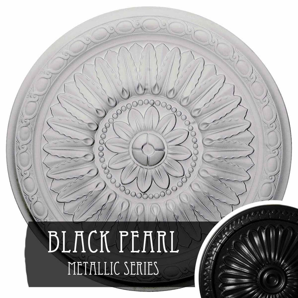 Hand-Painted Black Pearl Ceiling Medallion W95178
