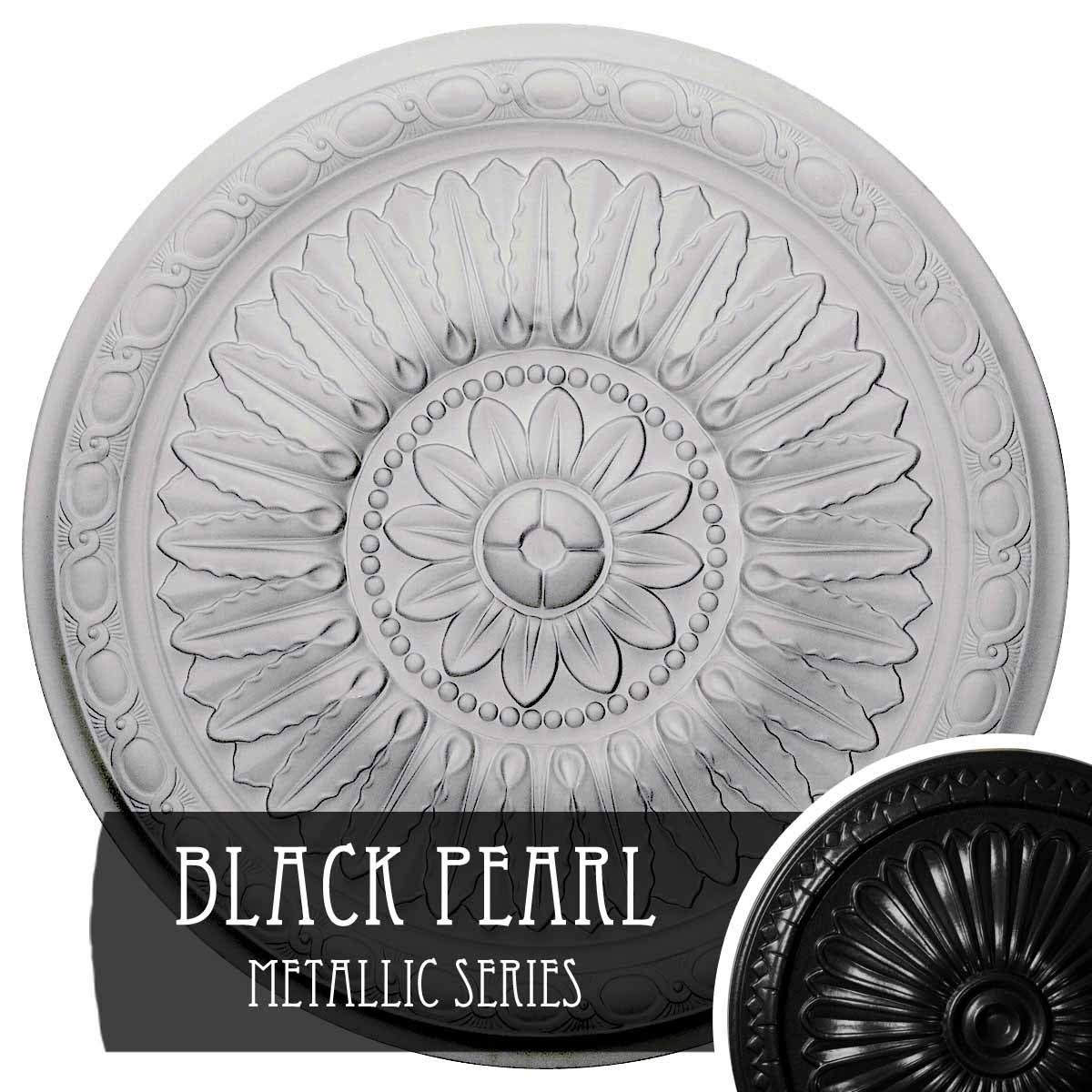 Hand-Painted Black Pearl Ceiling Medallion W95178