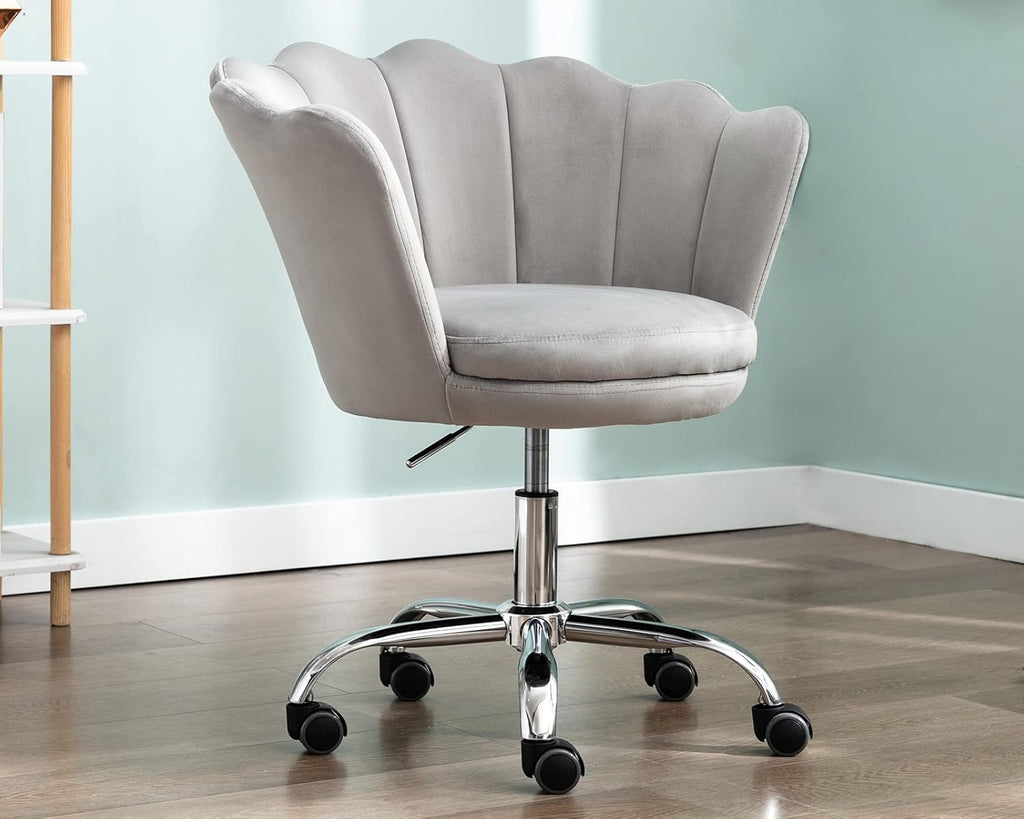 Pink Velvet Adjustable Desk Chair with Wheels Y59394