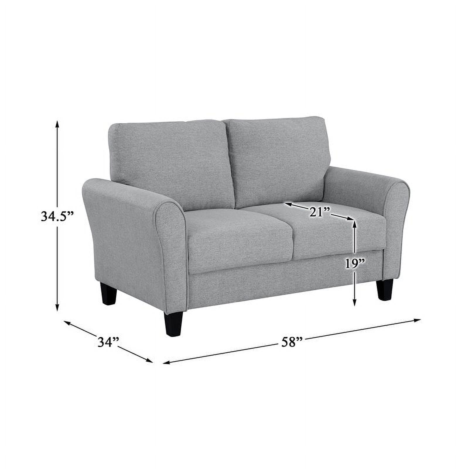 Transitional Solid Wood and Polyester Love Seat in Dark Gray/Black E2332