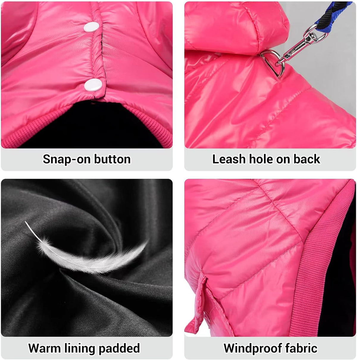 Pink Dog Winter Coat Puffer Jacket E380