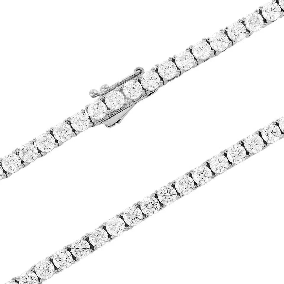 14K White Gold Finish Tennis Chain Necklace 24" U768