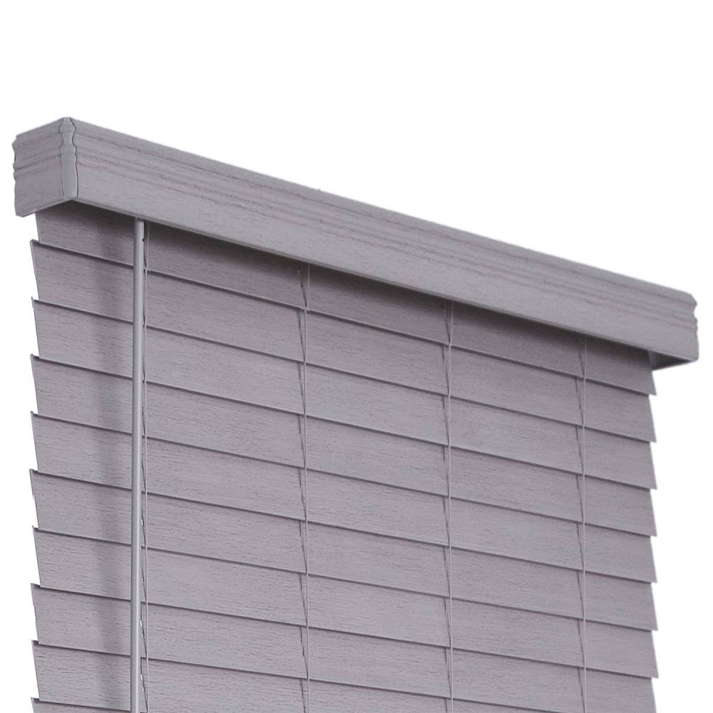 Gray Faux Wood Room Darkening Horizontal Blinds Q363656