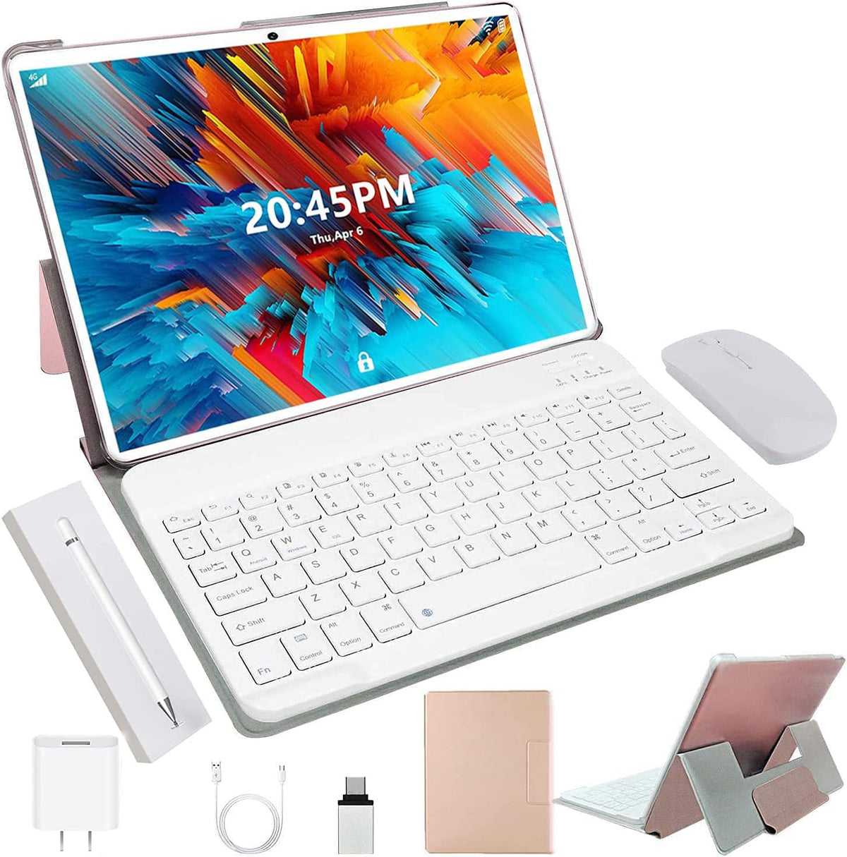 10 Inch Android Tablet with Keyboard, 4GB RAM, 64GB ROM, Red C6357