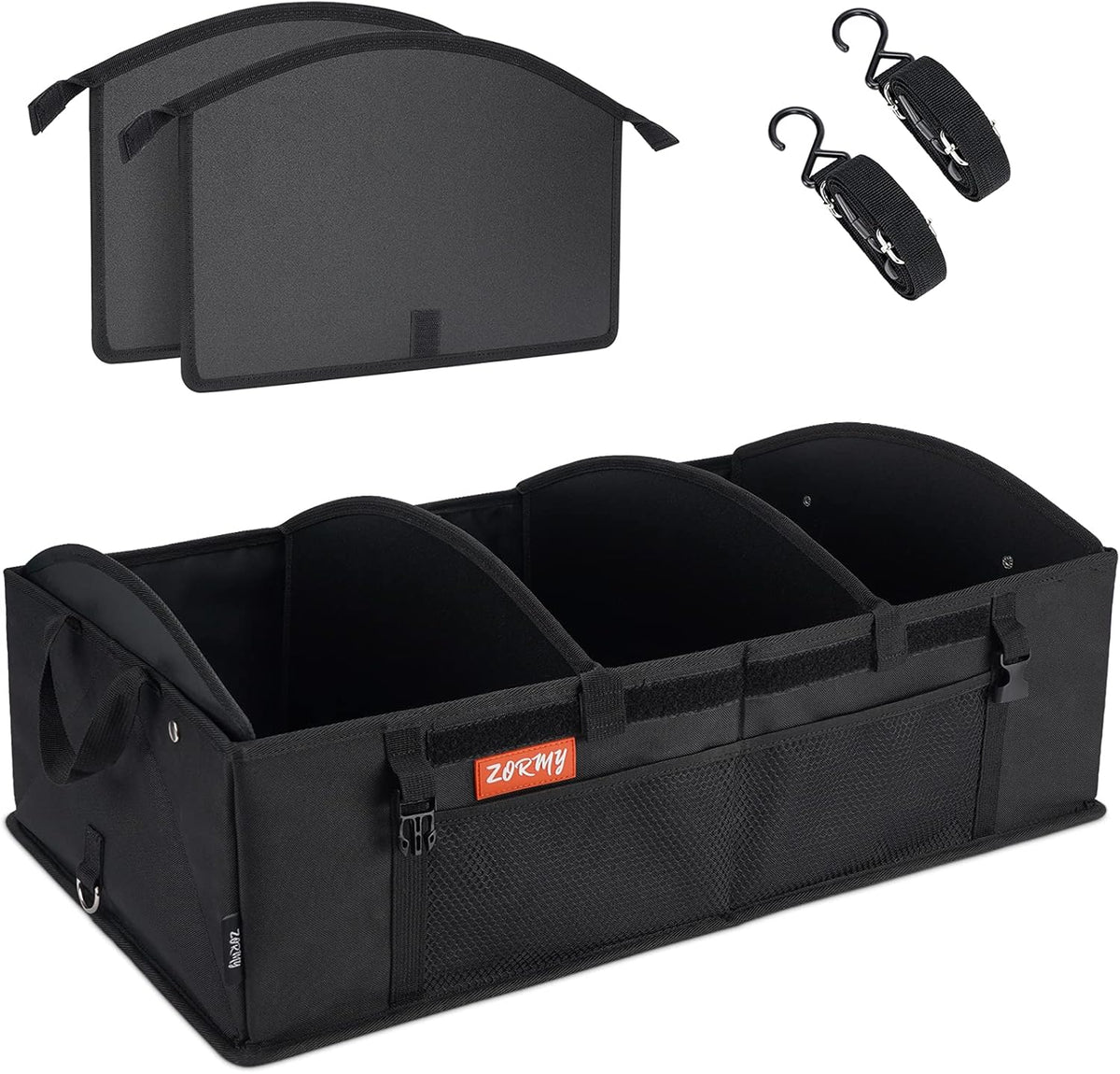 Trunk Organizer with 4 Adjustable Compartments Foldable Portable Car Organizer G63433