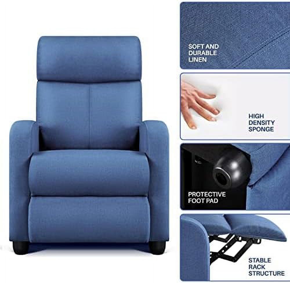 Light Blue Fabric Recliner Chair with Pocket Spring P834