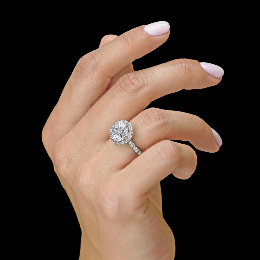 14k Yellow Gold Diamond and Moissanite Halo Engagement Ring Size 7.5 R4570