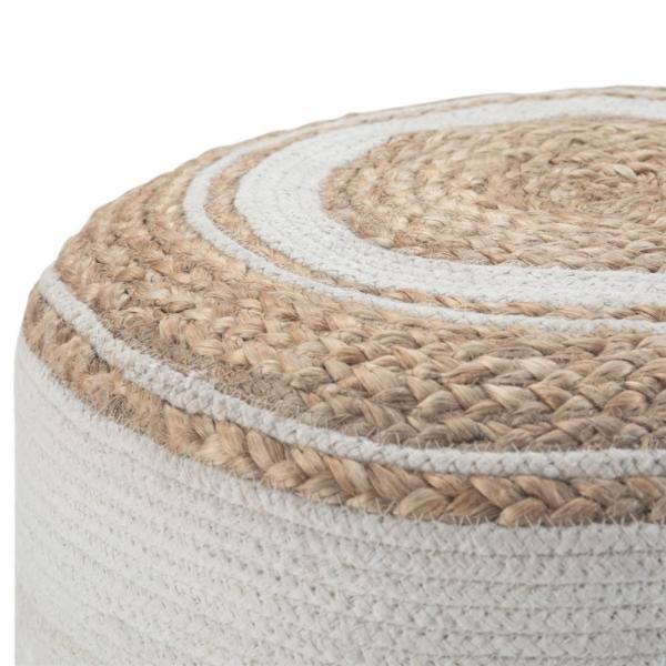 Natural Cotton Round Braided Pouf B44021