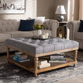 Grey Linen Fabric Cocktail Ottoman Y9669