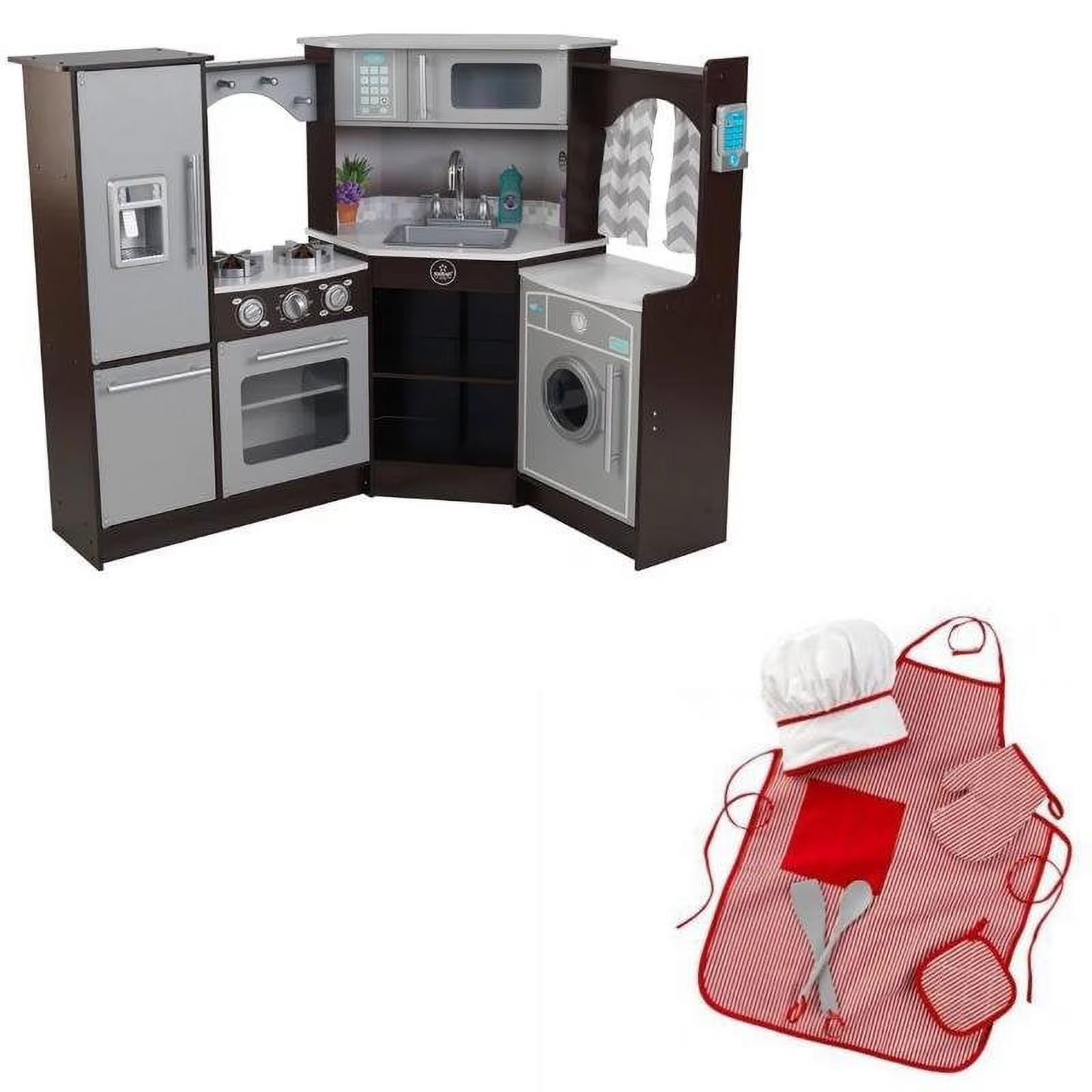 2 Piece Play Kitchen with Lights and Sounds and Chef Accessory Set Y7174