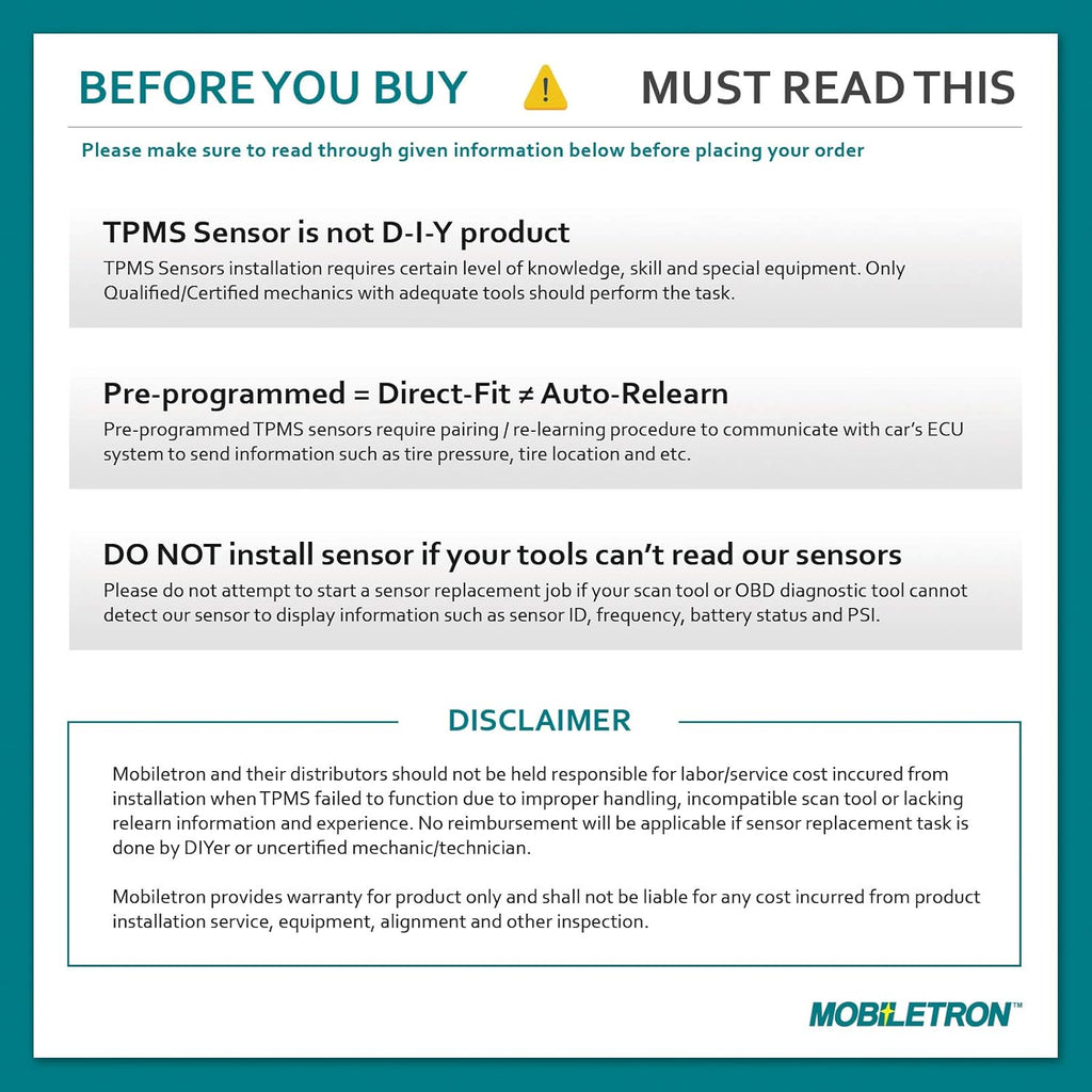 TPMS Tire Pressure Sensor 4-Pack C9503