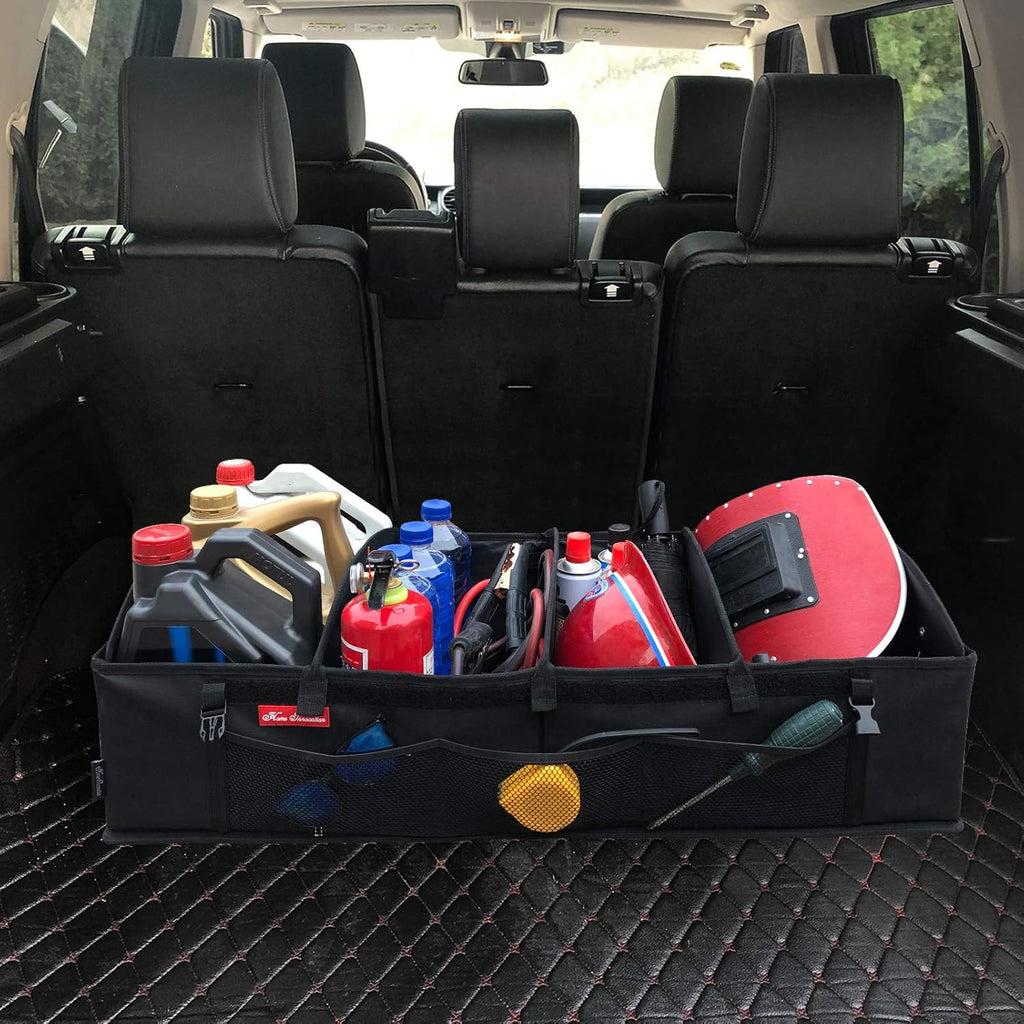 Trunk Organizer with 4 Adjustable Compartments Foldable Portable Car Organizer G63433