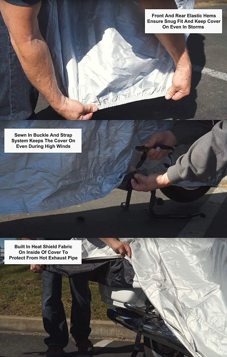 Motorcycle Cover with Securing Straps and Storage Bag D389209