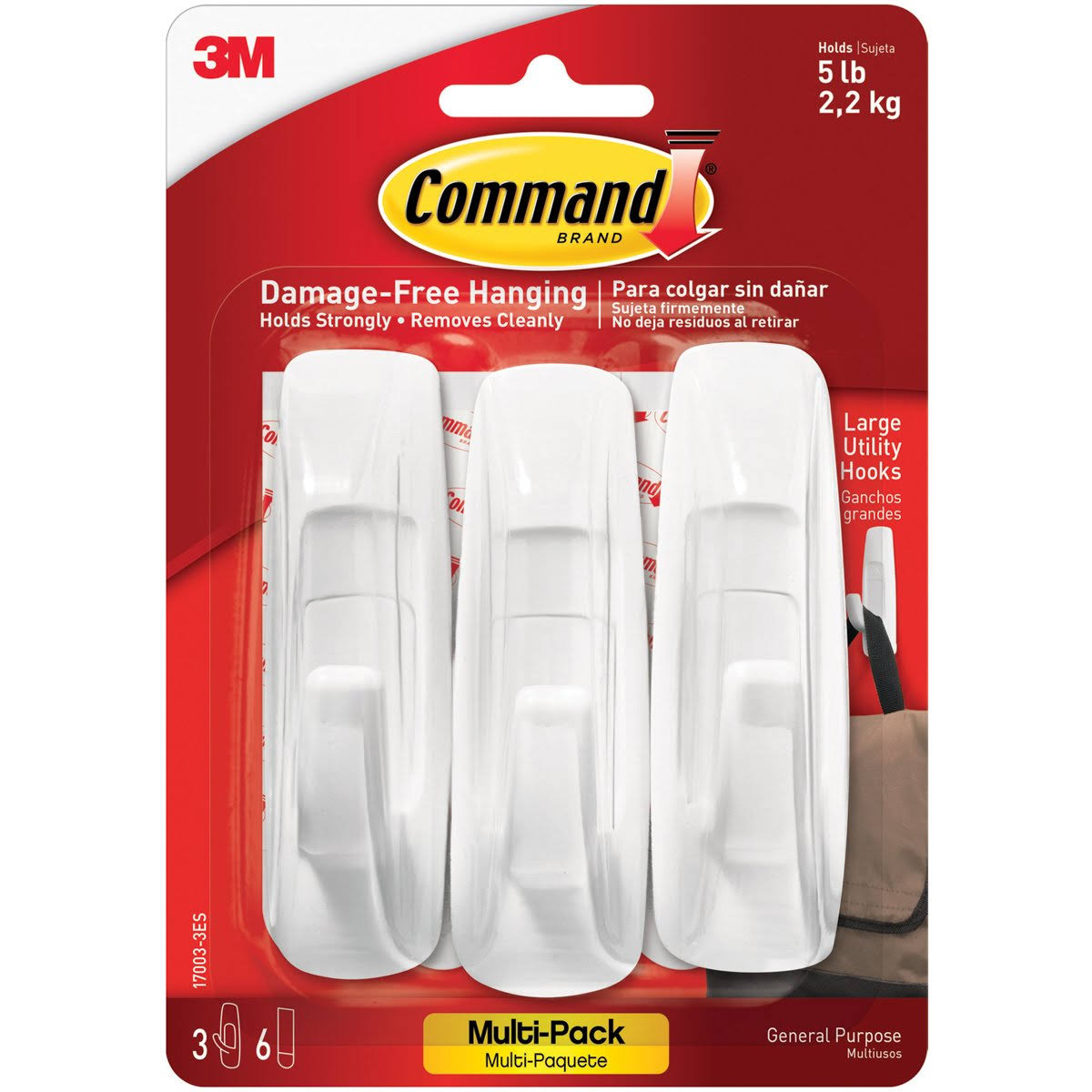 White Large Command Hooks & Strips Value Pack F50748