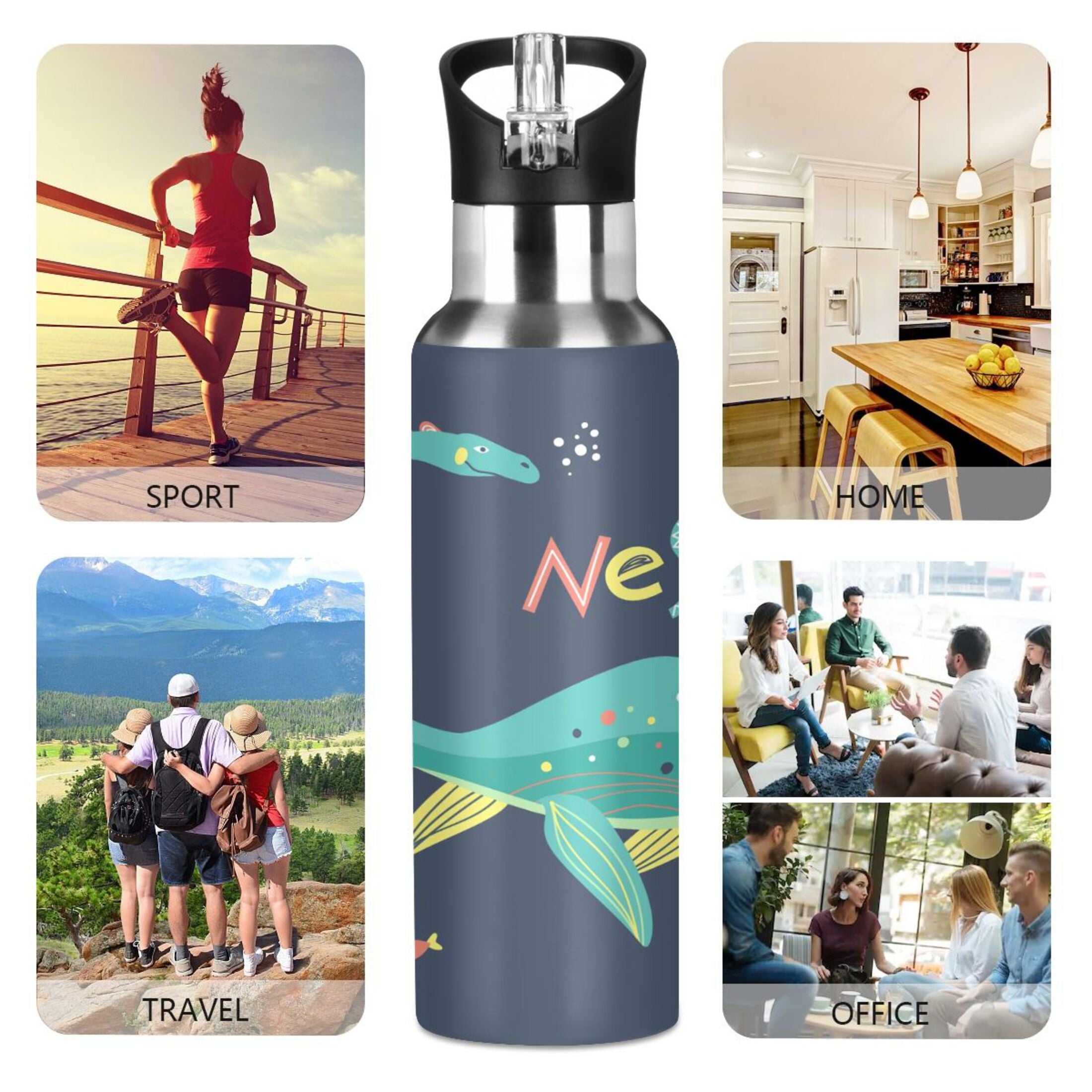 20 OZ Vacuum Insulated Stainless Steel Water Bottle with Straw Lid G690