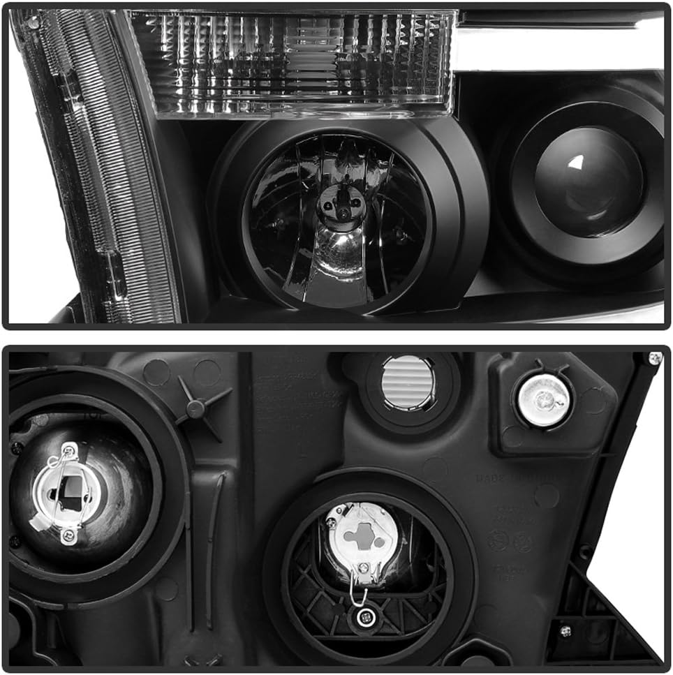 Black LED Tube Projector Headlights Pair P7729