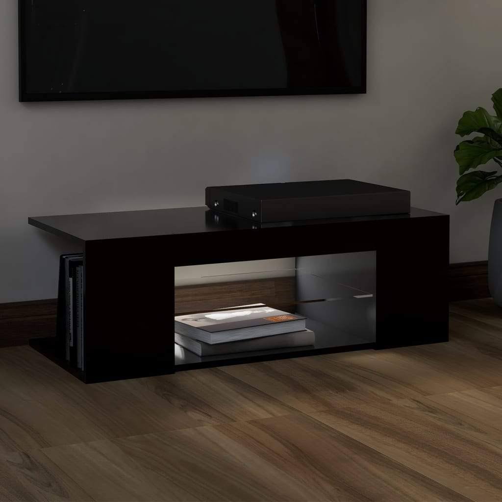 TV Cabinet with LED Lights Black U57373