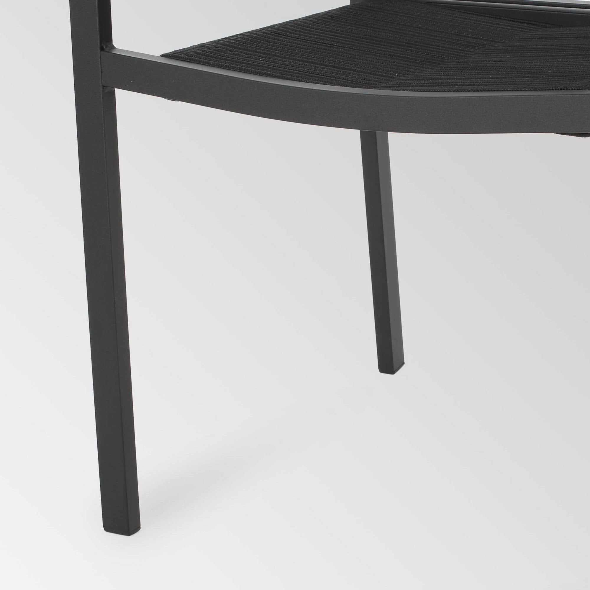 2pk Aluminum Dining Chair with Rope Seat - Dark Gray/Black D25106