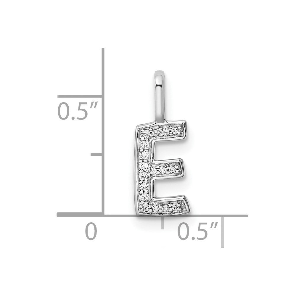 14k White Gold Diamond Letter E Initial Pendant Necklace I374675