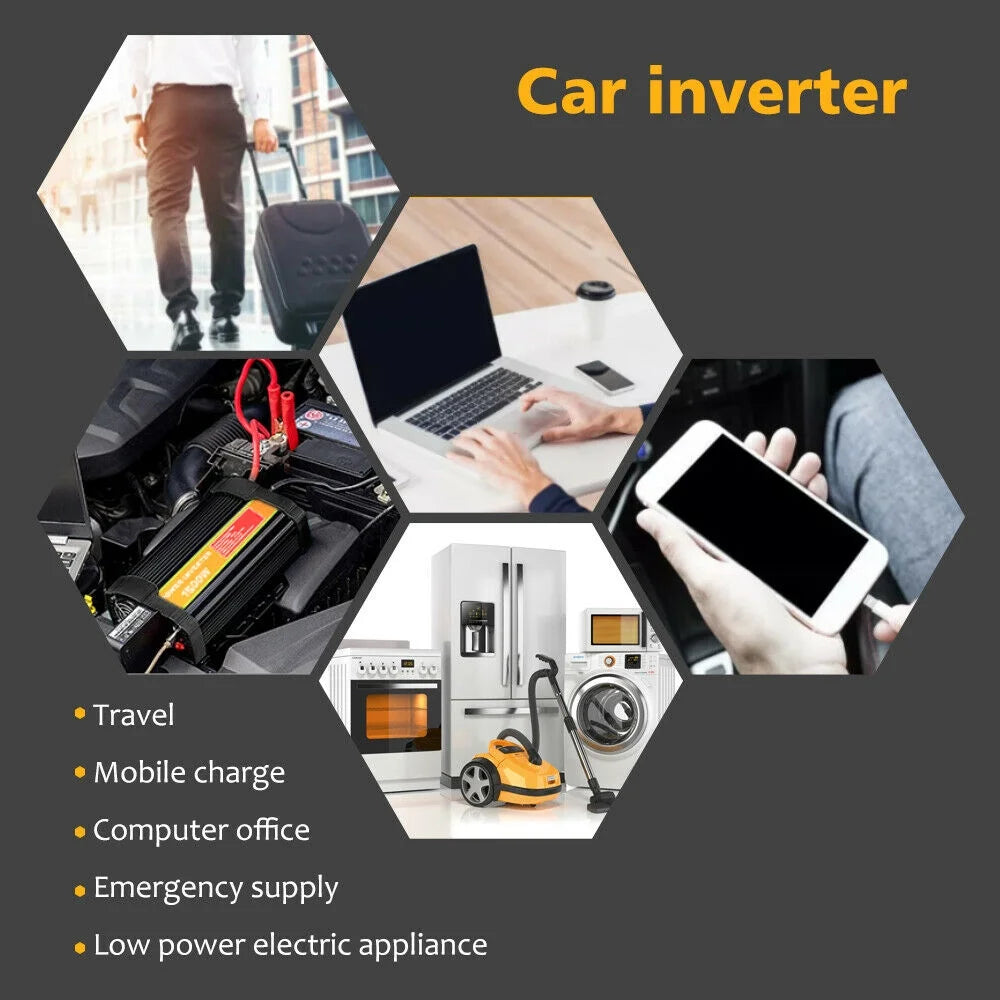 8000W Peak Car Power Inverter DC 12V to AC 110V with 2 AC Outlets and 2.1A Dual USB Charging Port X8170