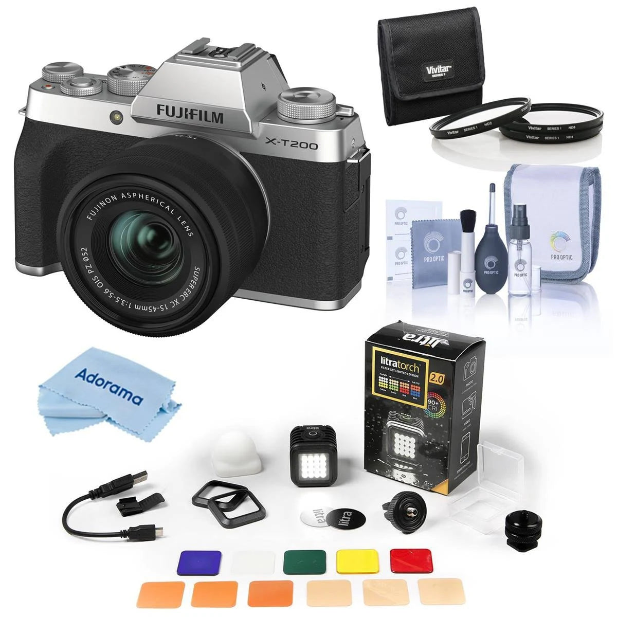 Silver X-T200 Camera with 15-45mm Lens and Filter Set H93088