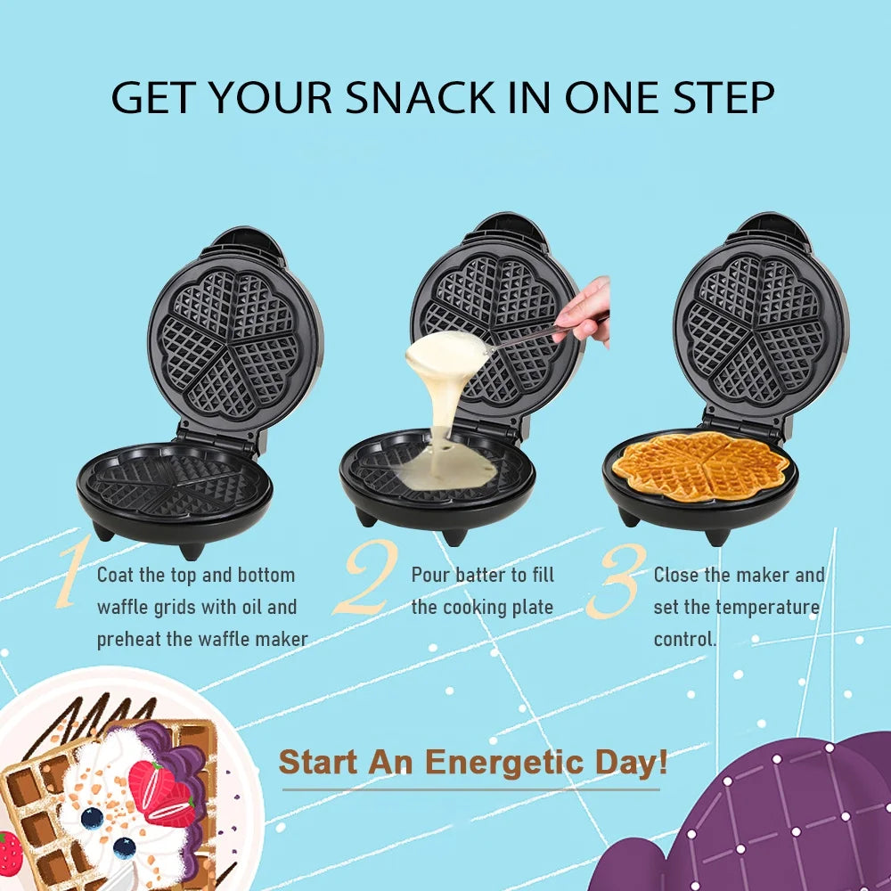 Heart-Shaped Waffle Maker Electric Griddle Iron B3908