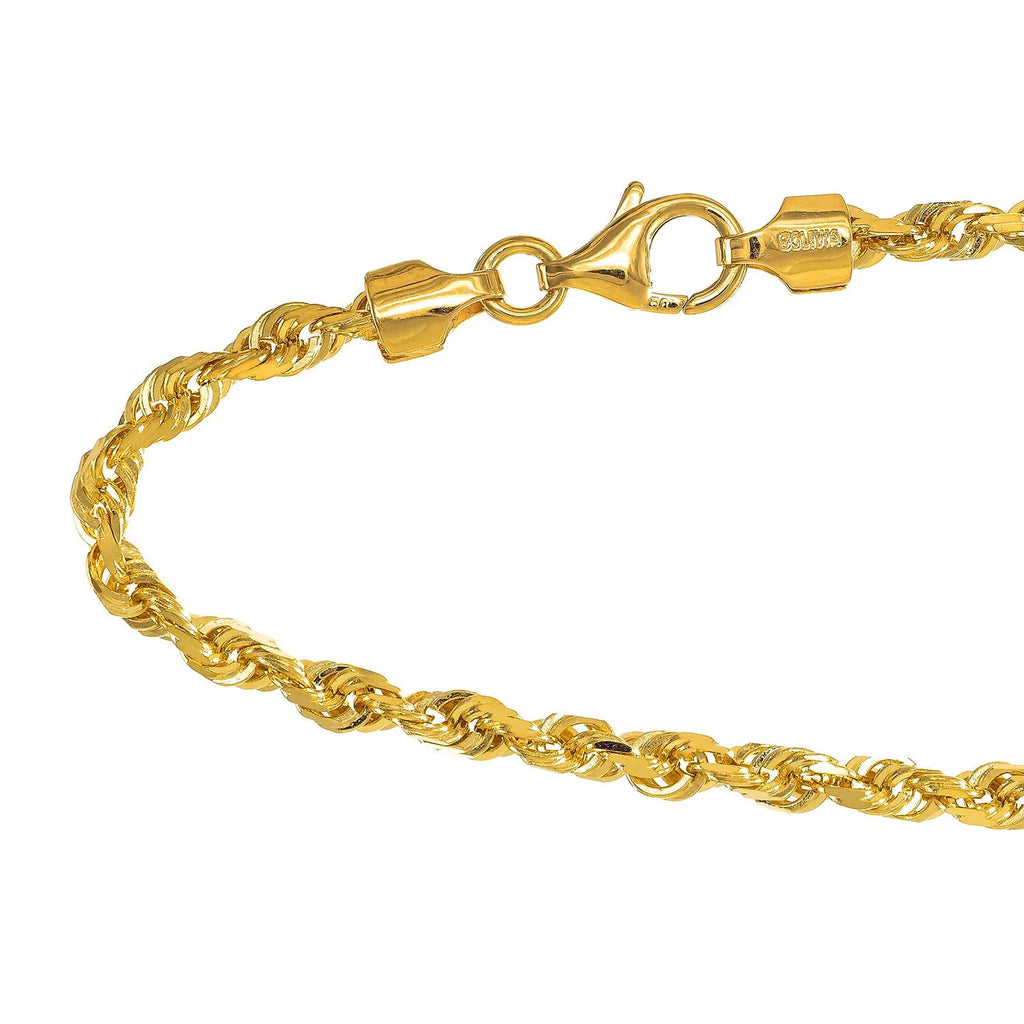 18" Solid Yellow Gold Diamond-cut Rope Chain M612950