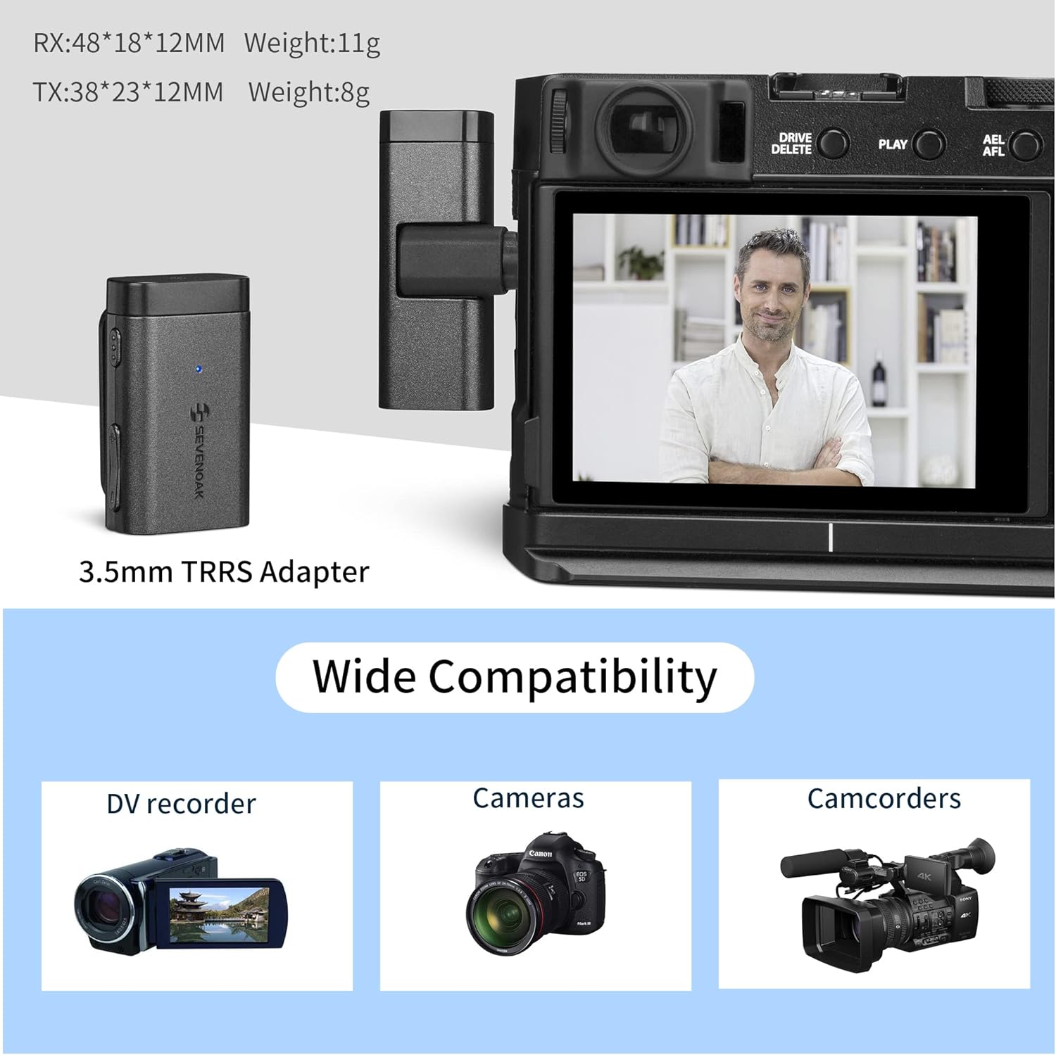 Wireless Lavalier Microphone with 3.5mm TRS Adapter Clip-on Mic C954332