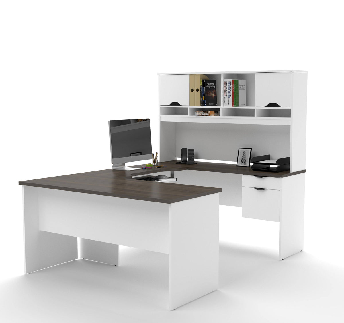 White U-Shaped Workstation Q963296
