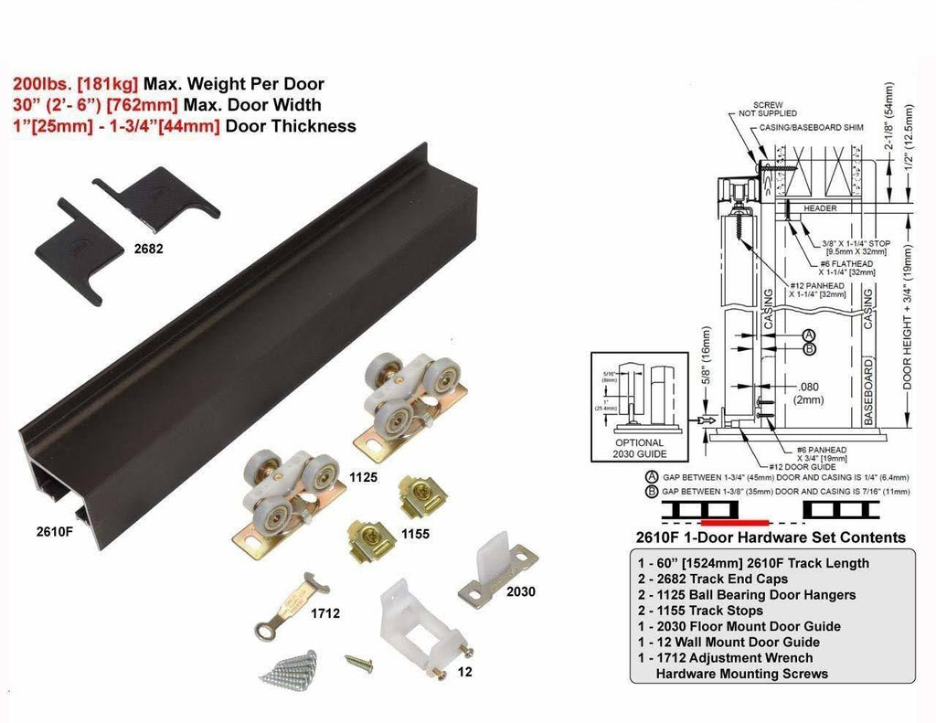 Wall Mount Barn Door Sliding Door Hardware P1583