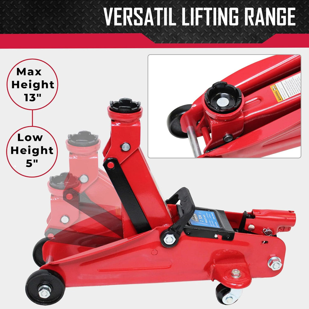 2 Ton Trolley Jack and Jack Stand Combo, Heavy Duty Steel, 4,000 LBS. Capacity B19418