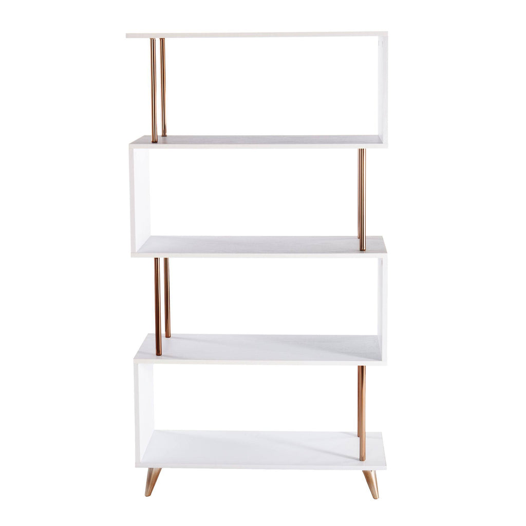 White and Champagne 4 Shelf Bookcase P32491