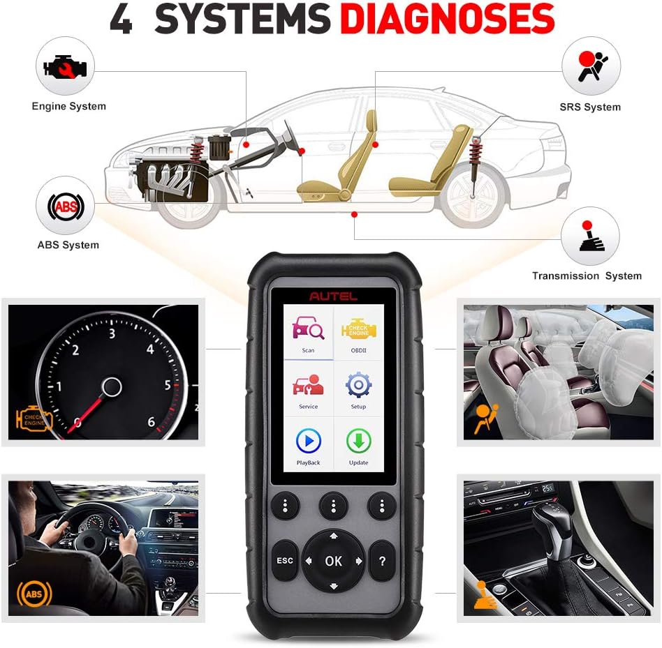 4 System Car Diagnostic Tool with ABS, Engine, Transmission, SRS OBD2 Functions B6637