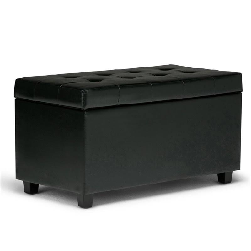 Faux Leather Storage Bench in Black K7101
