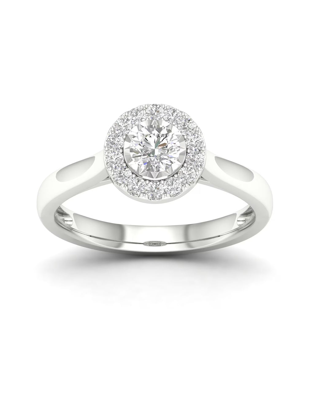 10K White Gold Single Stone Halo Engagement Ring V847