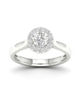 10K White Gold Single Stone Halo Engagement Ring V847