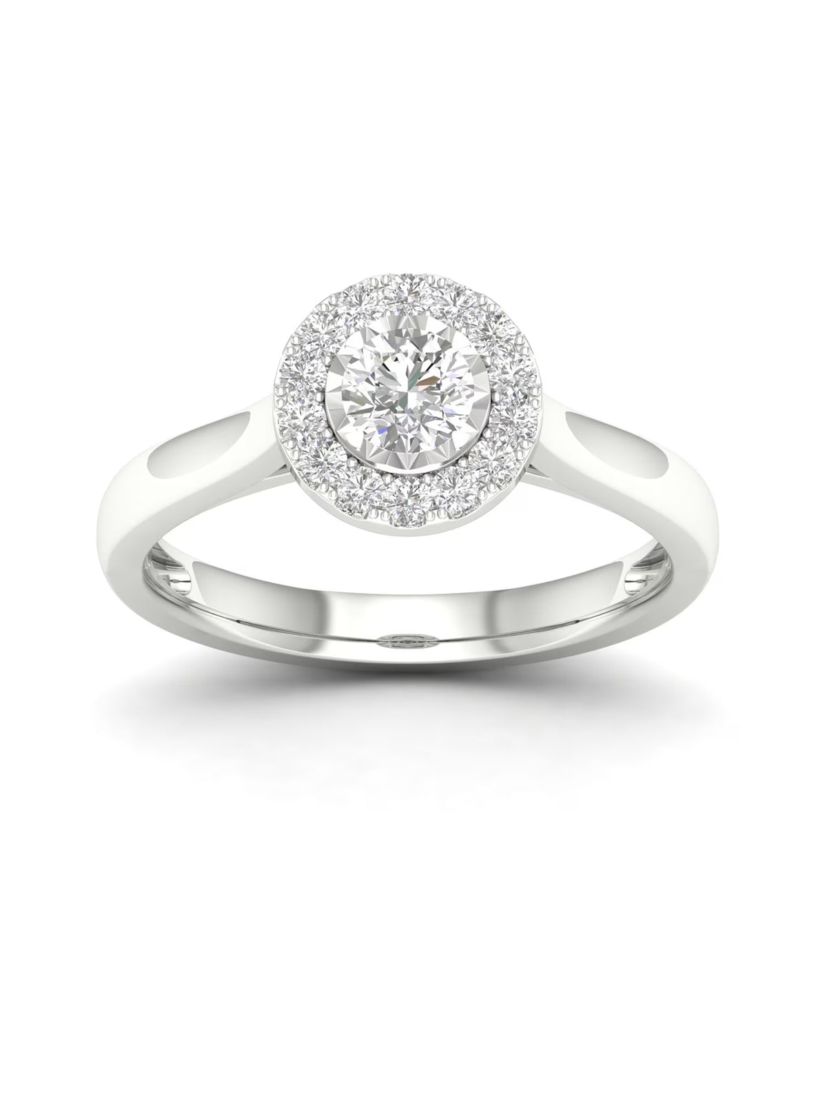10K White Gold Single Stone Halo Engagement Ring V847
