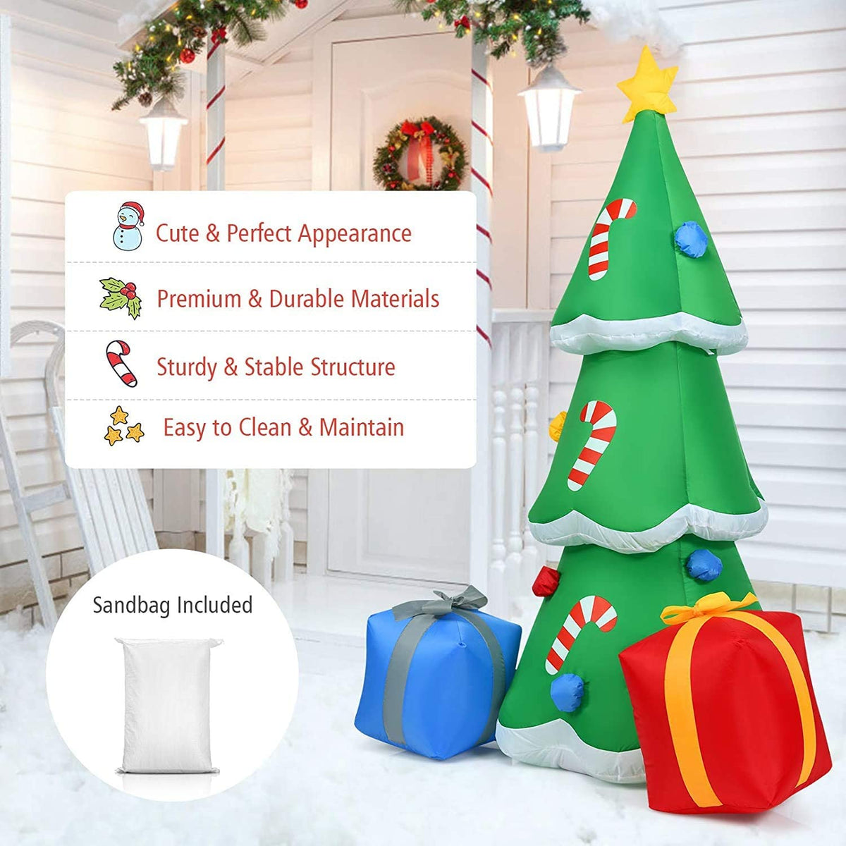 6FT Christmas Inflatable Decorations Tree with Led Lights and Blower R589110